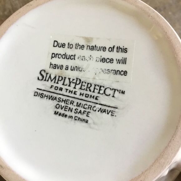 Oversized cream and brown hobnail pattern mugs cups coffee tea farmhouse rustic - Picture 6 of 6